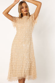 DRESSES @Kala Textured Maxi Dress - Off White