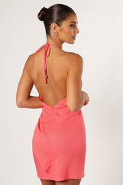 DRESSES @Kalena Halterneck Mini Dress - Pink