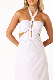 DRESSES @Kallos Halterneck Maxi Dress - White