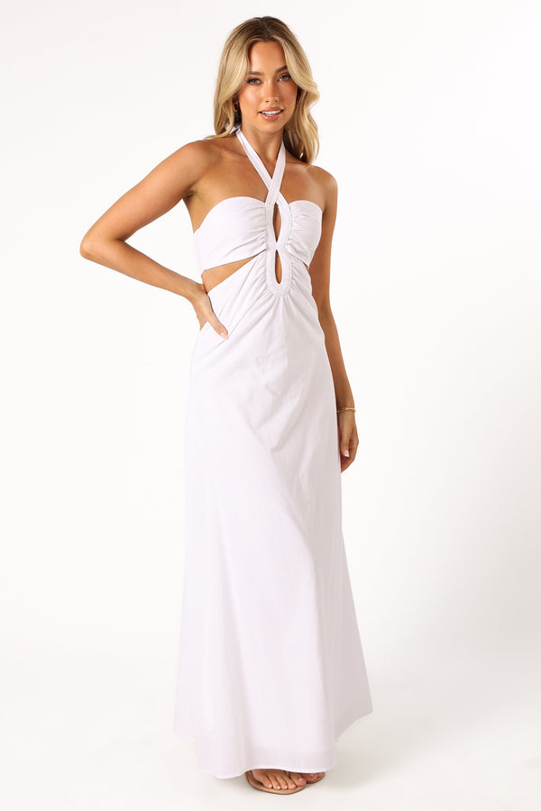 DRESSES @Kallos Halterneck Maxi Dress - White