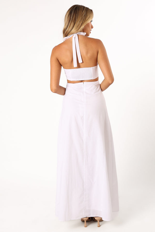 DRESSES @Kallos Halterneck Maxi Dress - White