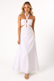 DRESSES @Kallos Halterneck Maxi Dress - White
