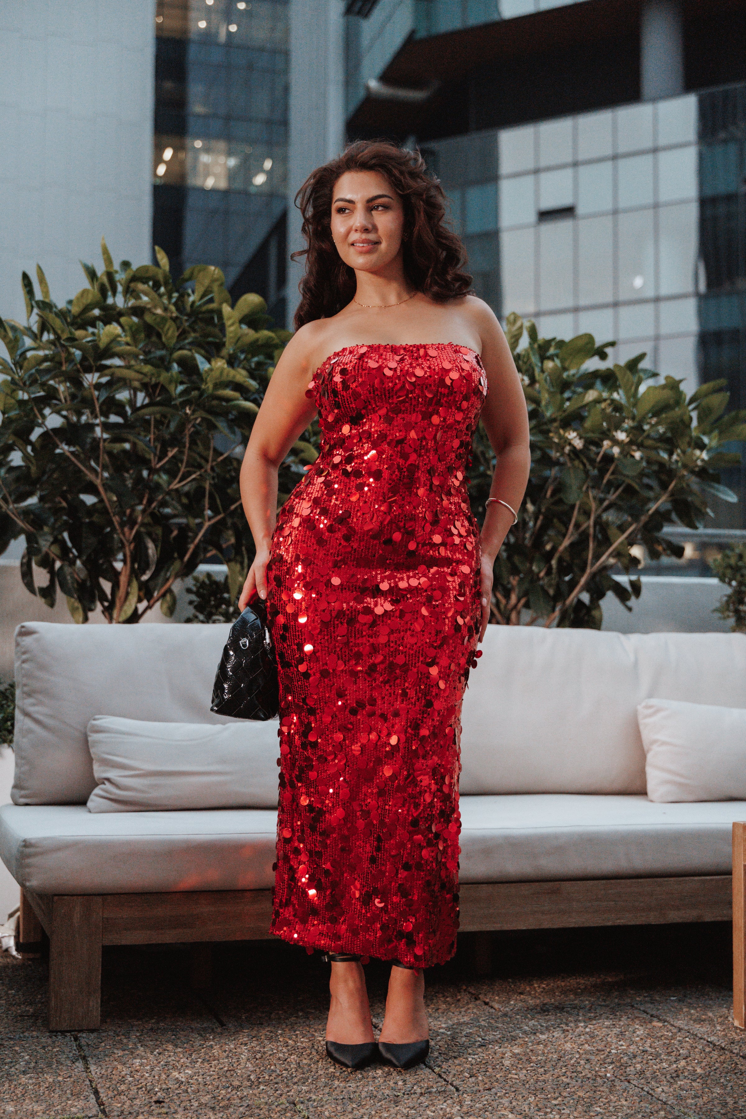 DRESSES Karlie Strapless Sequin Maxi Dress - Red