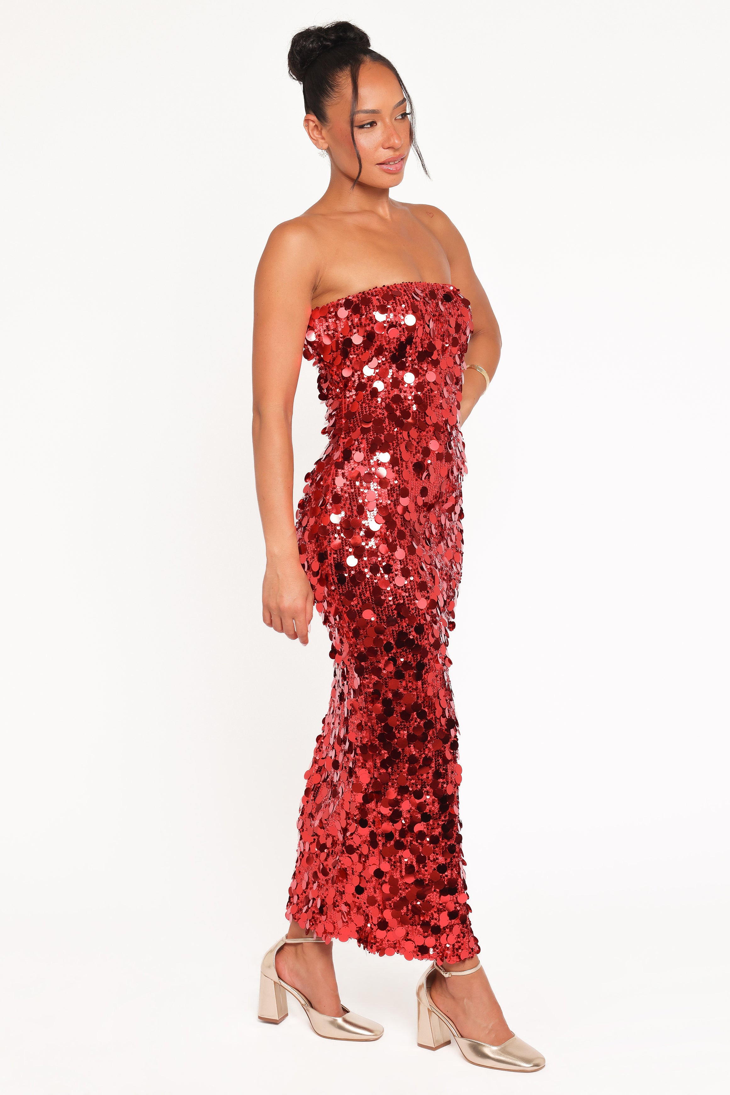 DRESSES Karlie Strapless Sequin Maxi Dress - Red