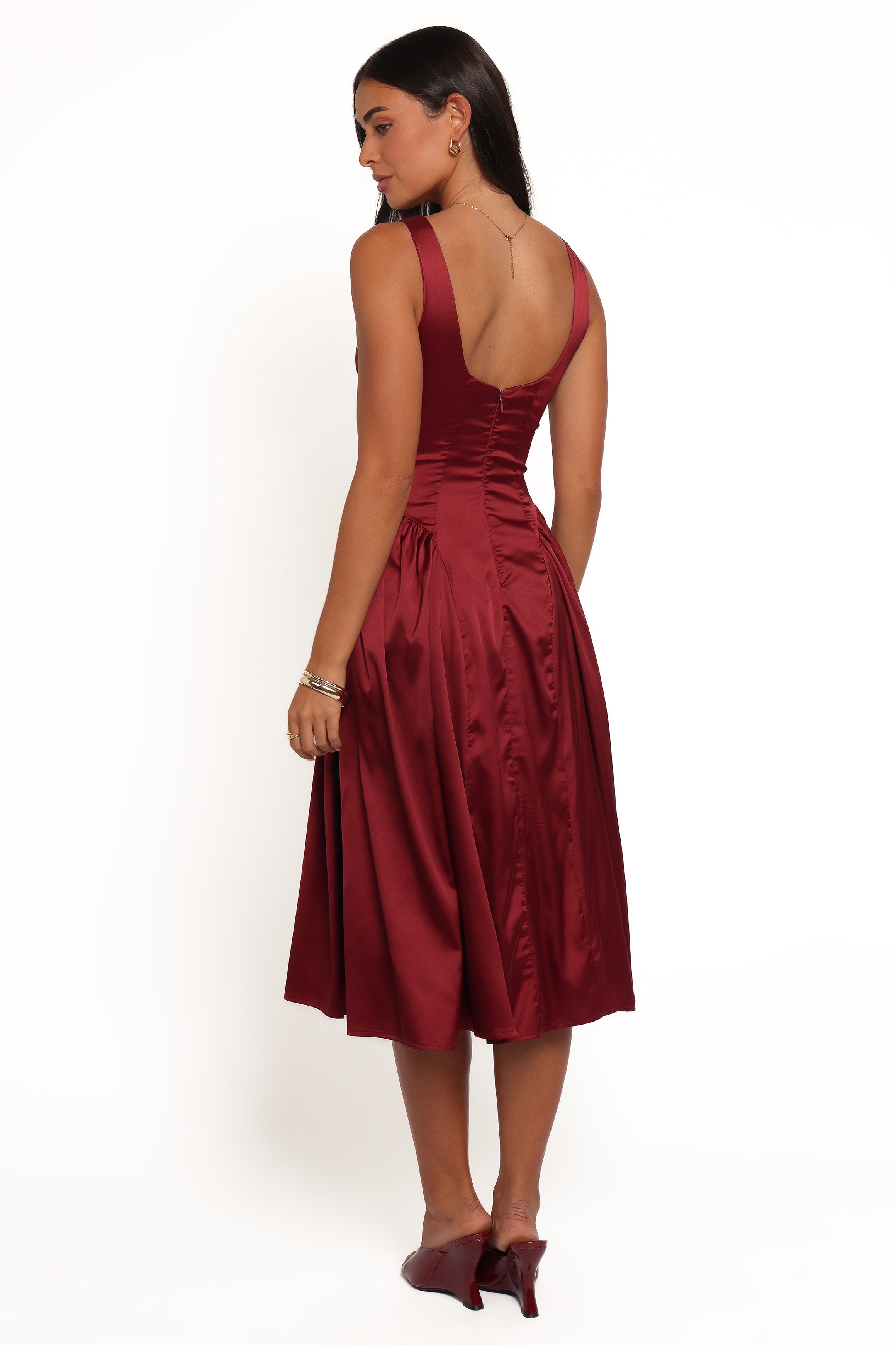 DRESSES Katelyn Midi Dress - Burgundy