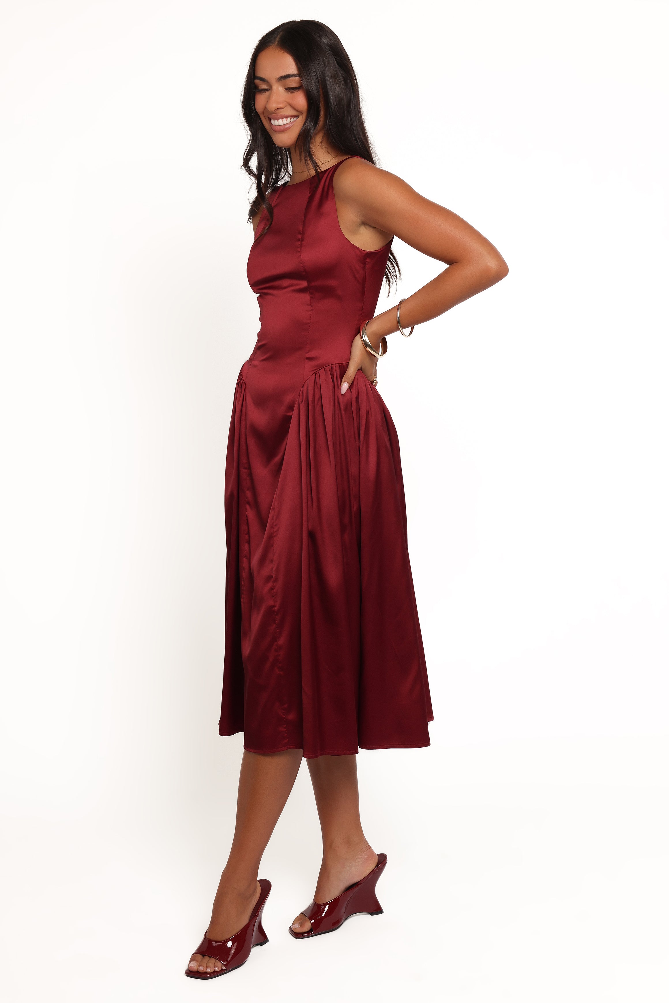 DRESSES Katelyn Midi Dress - Burgundy