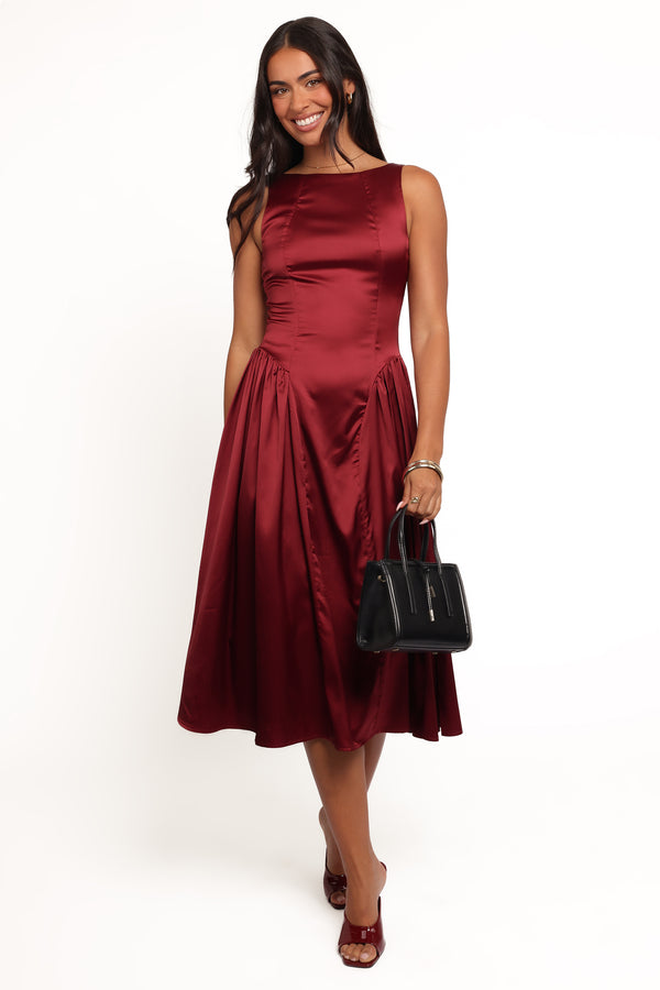 DRESSES Katelyn Midi Dress - Burgundy