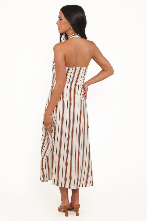 Deana Halterneck Midi Dress - Cream Black | Petal & Pup Deana Halterneck Midi Dress - Cream Black | Petal & Pup