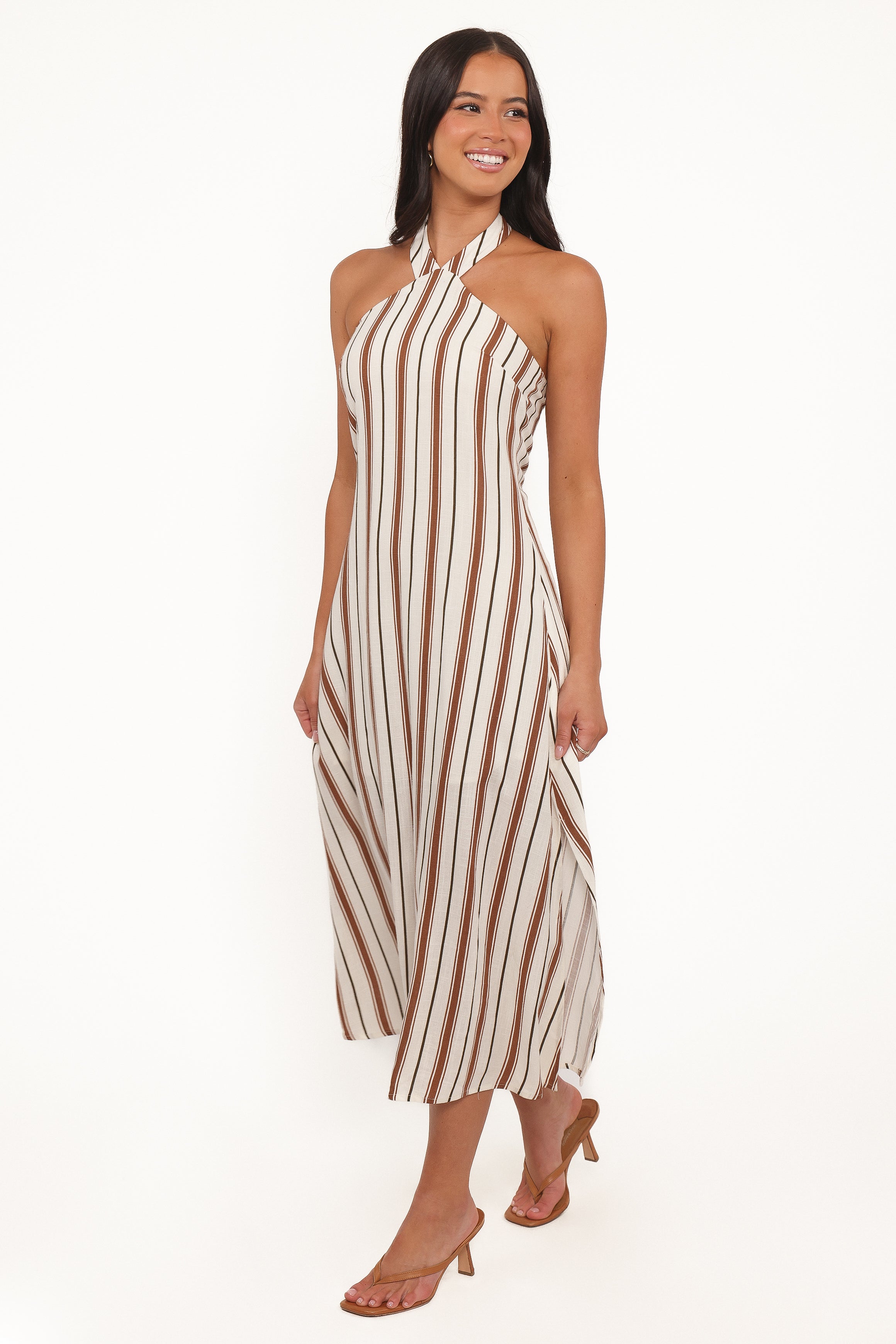 DRESSES Katherine Midi Dress - Brown Stripe