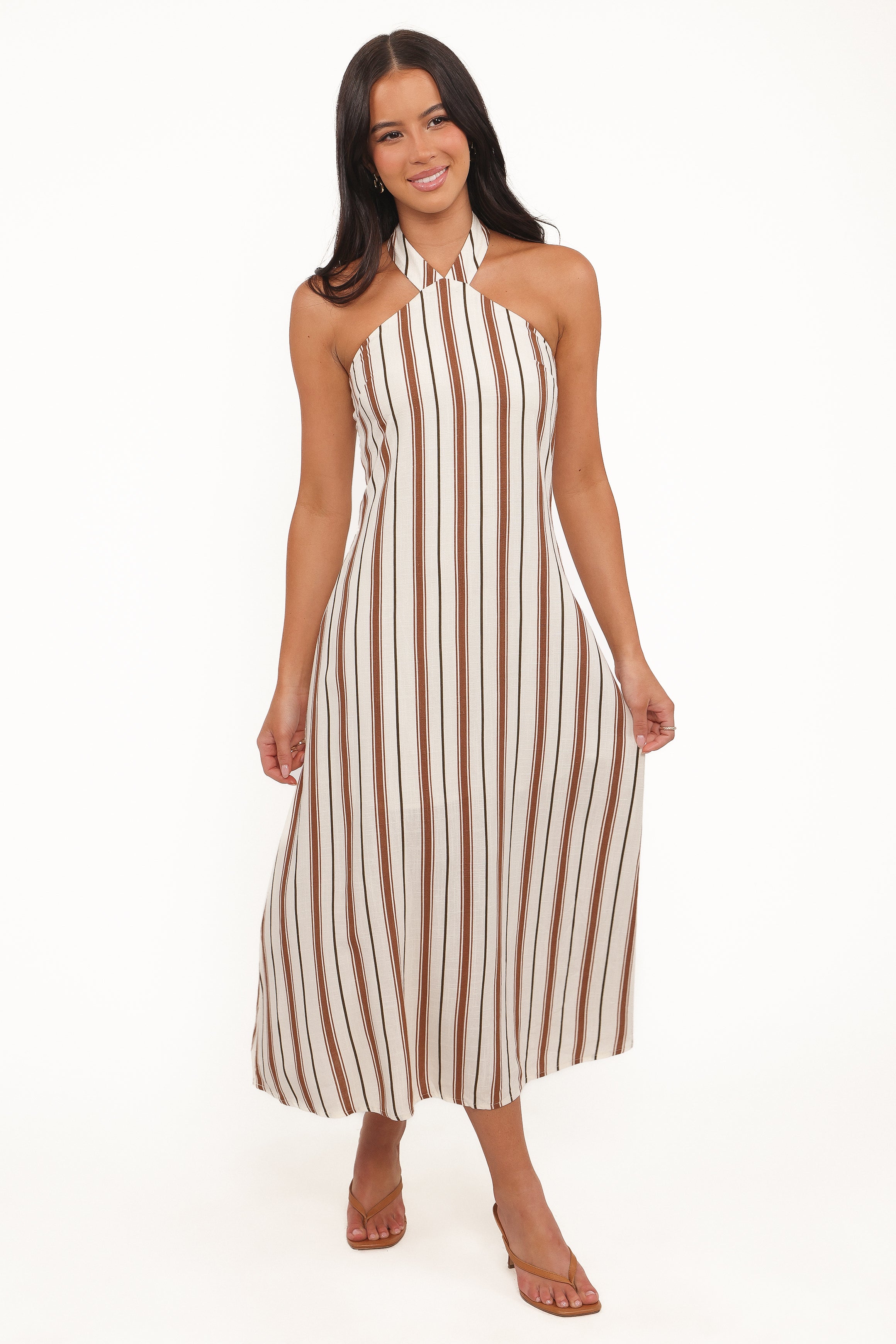 DRESSES Katherine Midi Dress - Brown Stripe