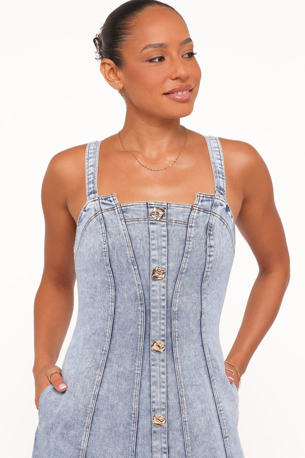 DRESSES Katie Maxi Dress - Med Denim