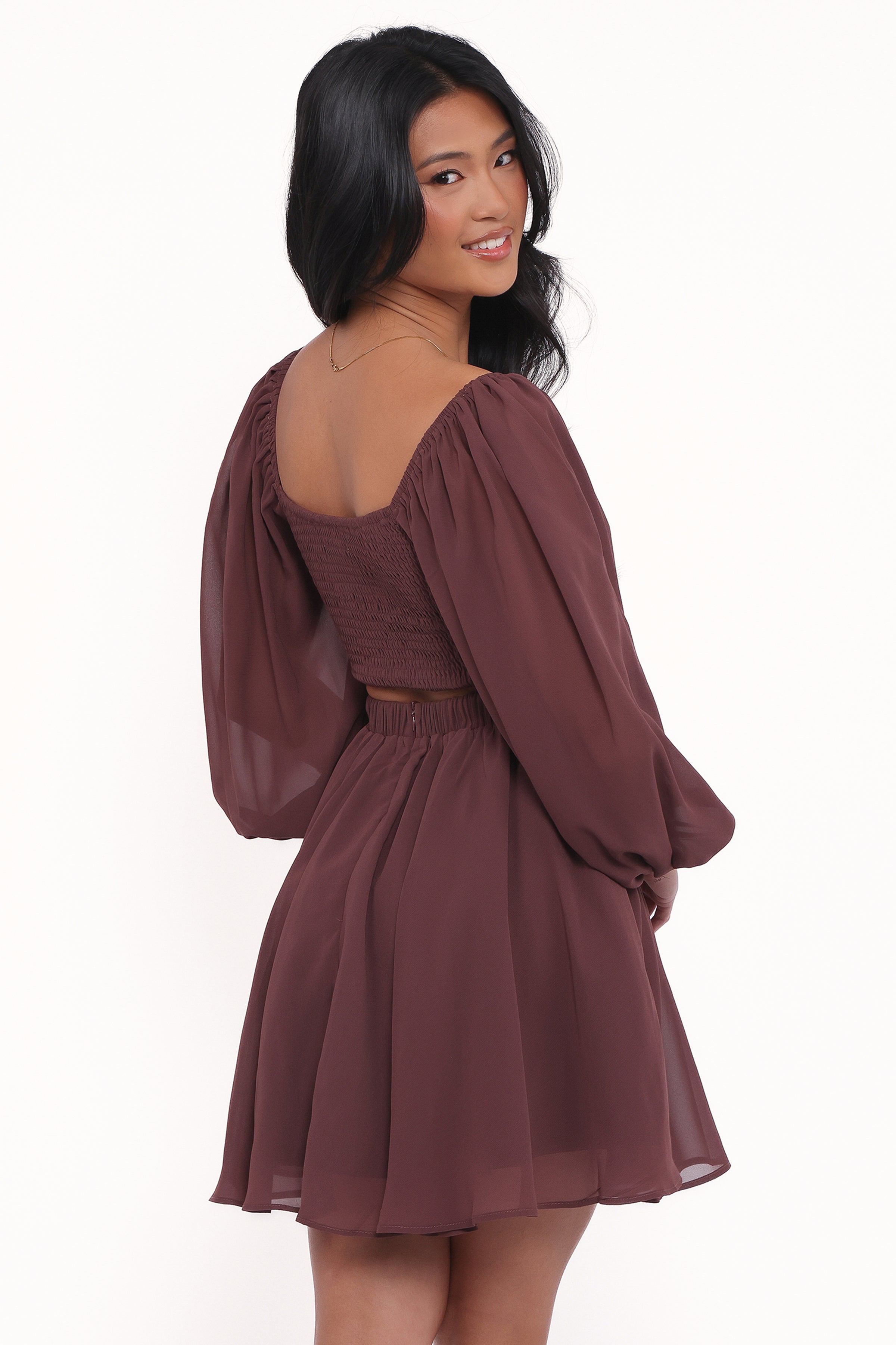 DRESSES Katniss Long Sleeve Mini Dress - Chocolate