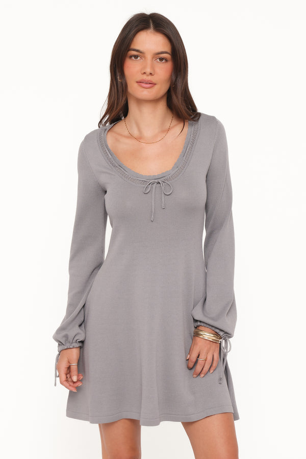 DRESSES Kaylee Knit Long Sleeve Mini Dress - Grey