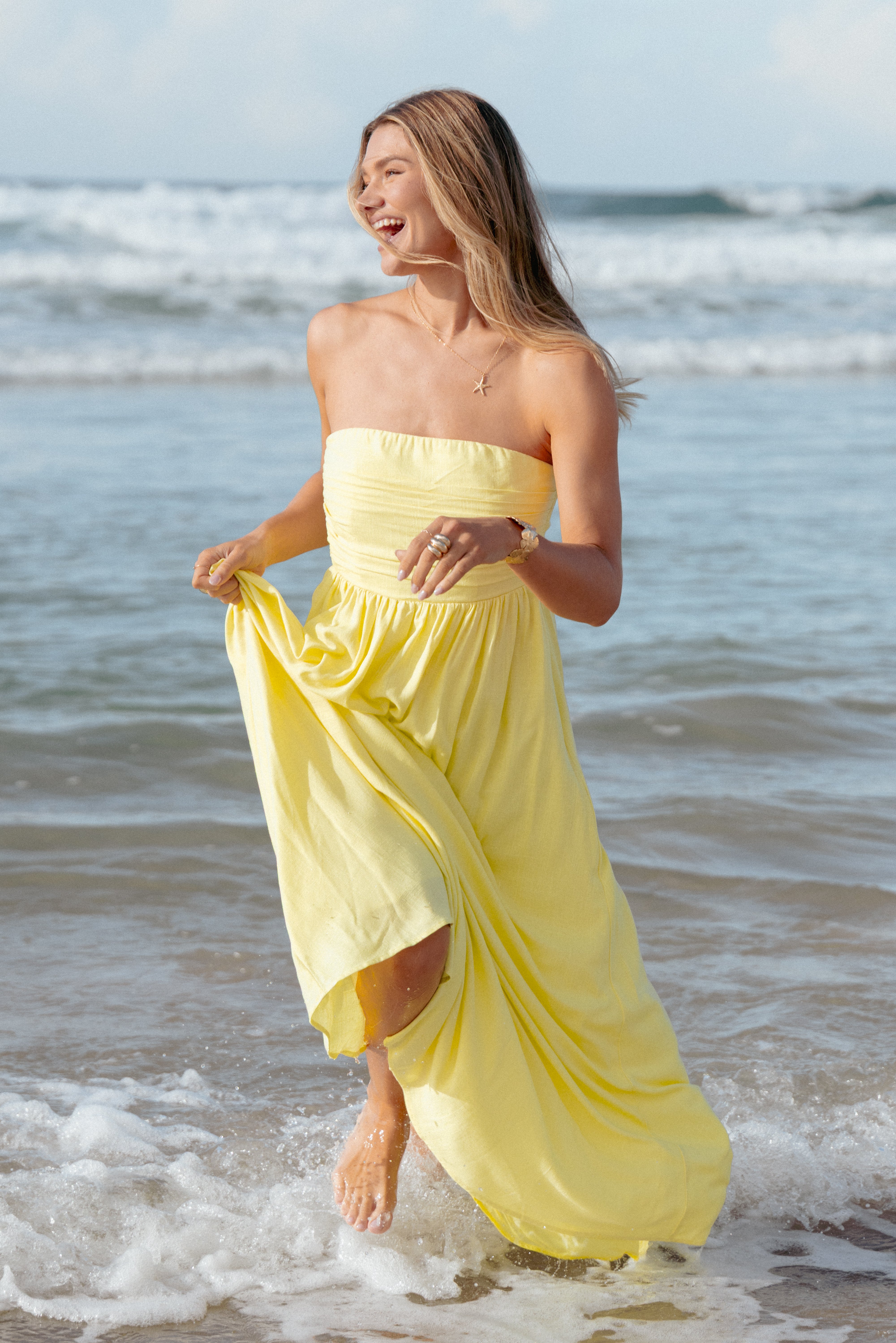 DRESSES Kayt Strapless Dress - Butter Yellow