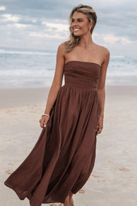 DRESSES Kayt Strapless Dress - Chocolate Brown