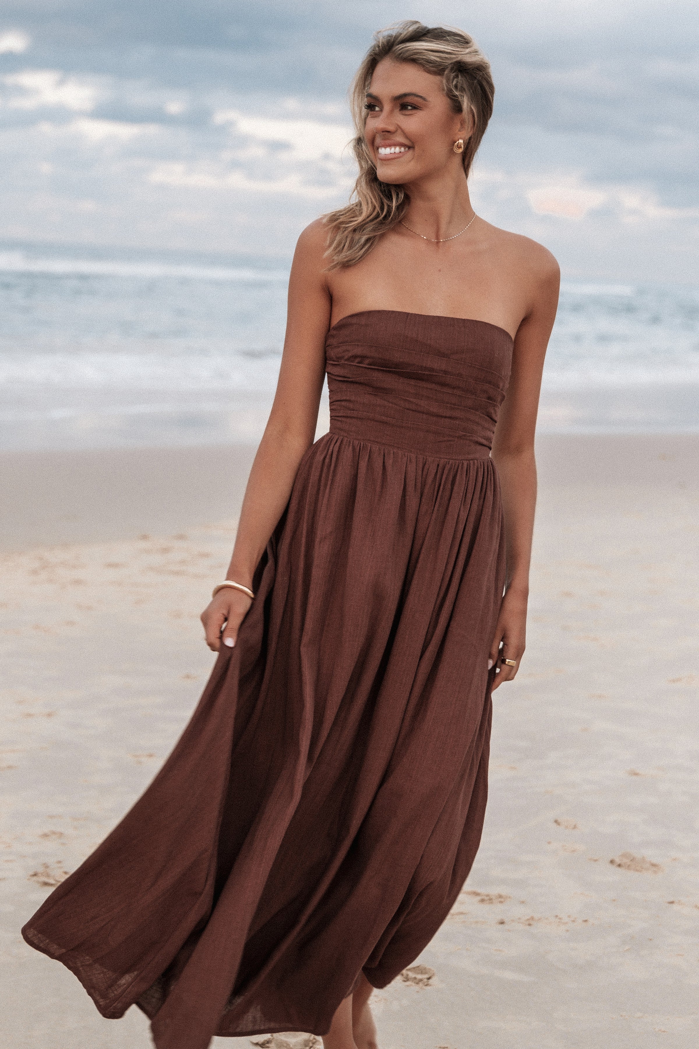 DRESSES Kayt Strapless Dress - Chocolate Brown