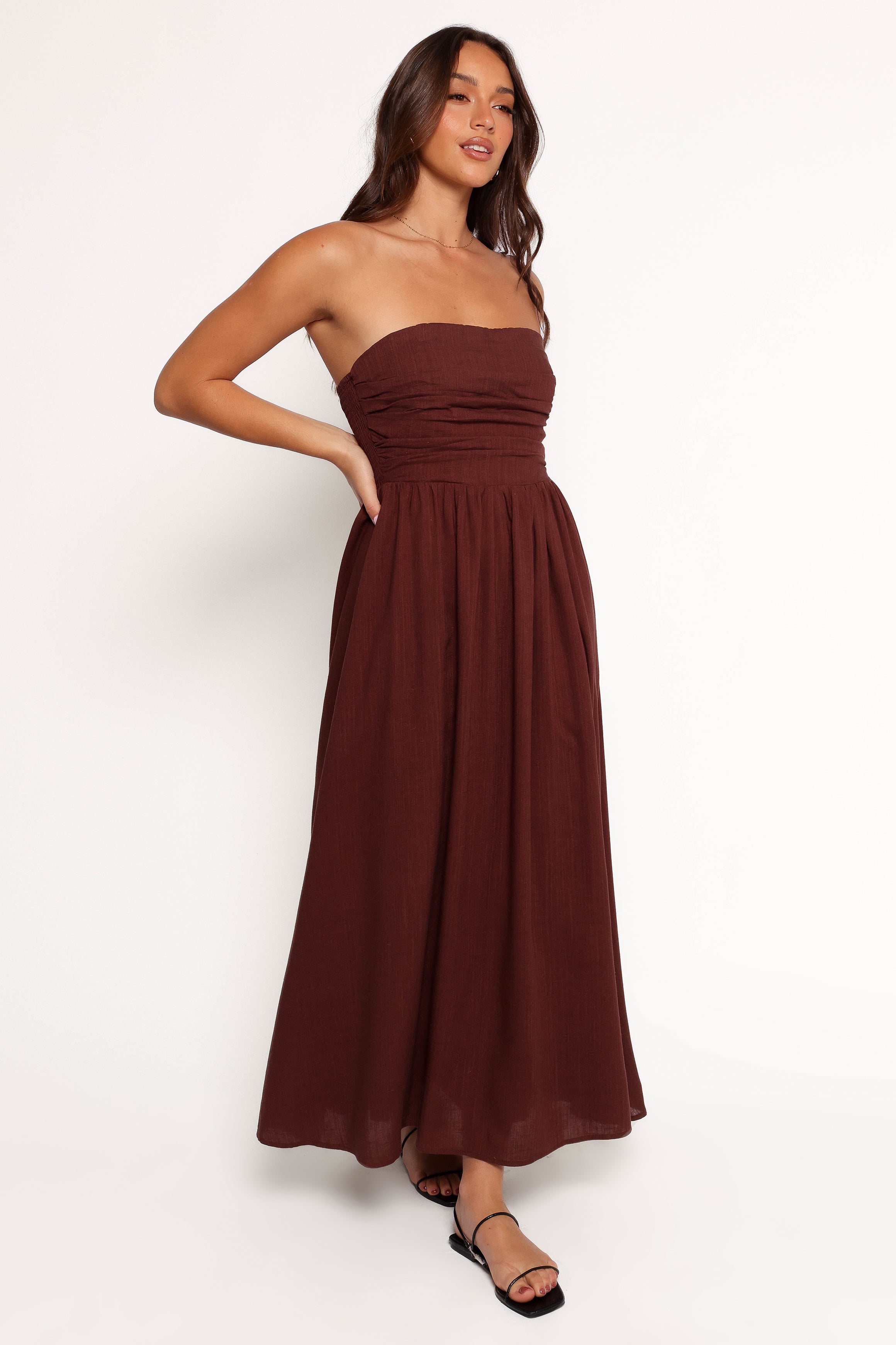 DRESSES Kayt Strapless Dress - Chocolate Brown