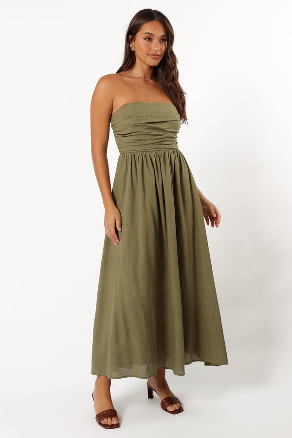 DRESSES @Kayt Strapless Dress - Olive Green (Hold for Cool Beginnings)