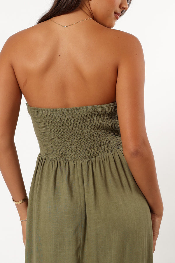 DRESSES @Kayt Strapless Dress - Olive Green (Hold for Cool Beginnings)