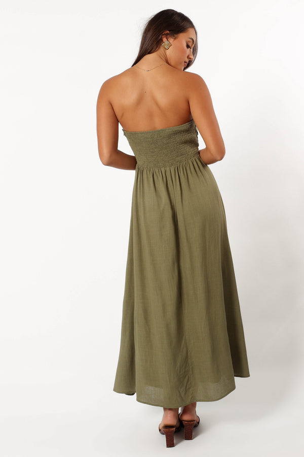 DRESSES @Kayt Strapless Dress - Olive Green (Hold for Cool Beginnings)