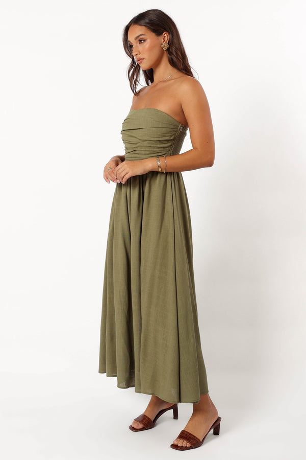 DRESSES @Kayt Strapless Dress - Olive Green (Hold for Cool Beginnings)