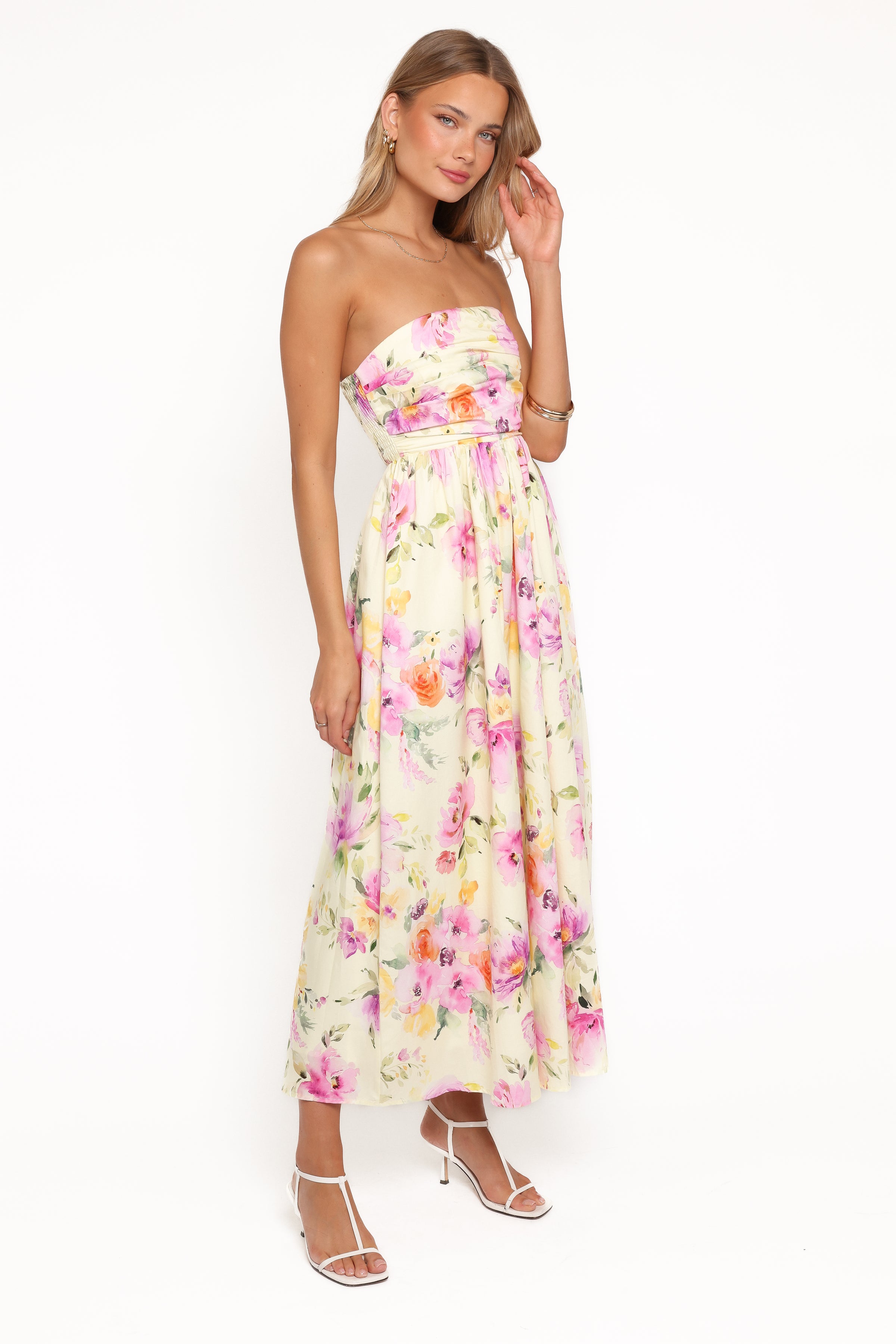 DRESSES Kayt Strapless Dress - Yellow Petunia