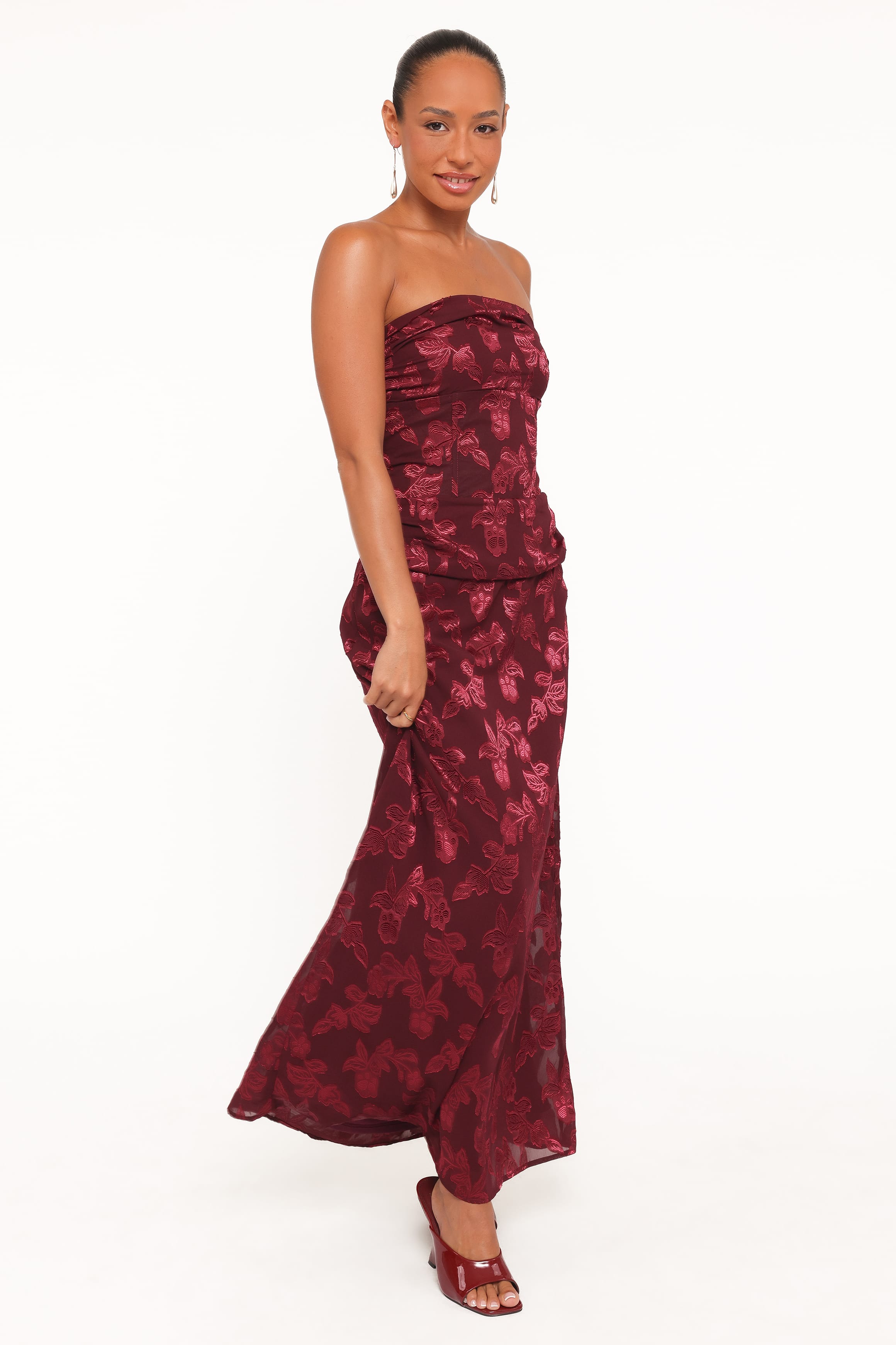 DRESSES Keira Strapless Maxi Dress - Burgundy