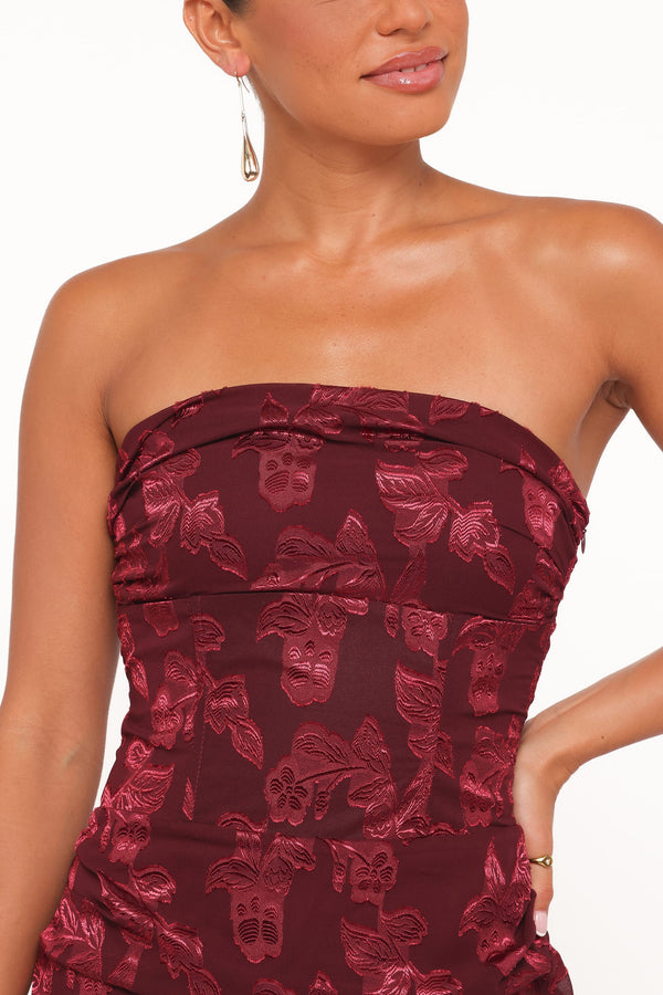 DRESSES Keira Strapless Maxi Dress - Burgundy