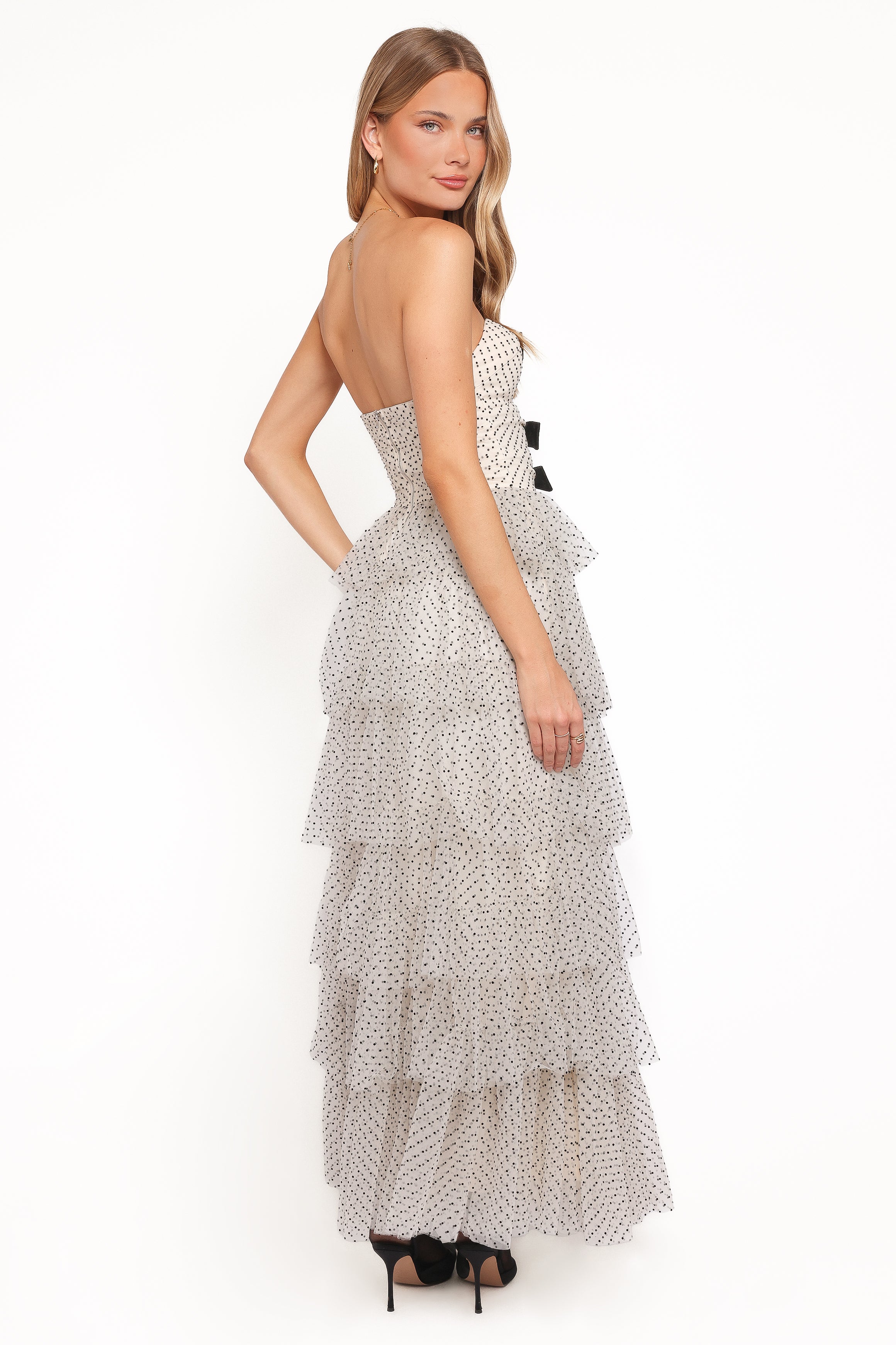 DRESSES Kelari Strapless Midi Dress - Cream Polka Dot
