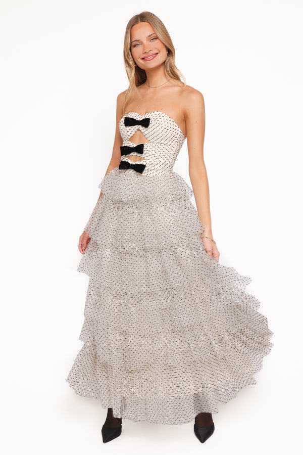 DRESSES Kelari Strapless Midi Dress - Cream Polka Dot