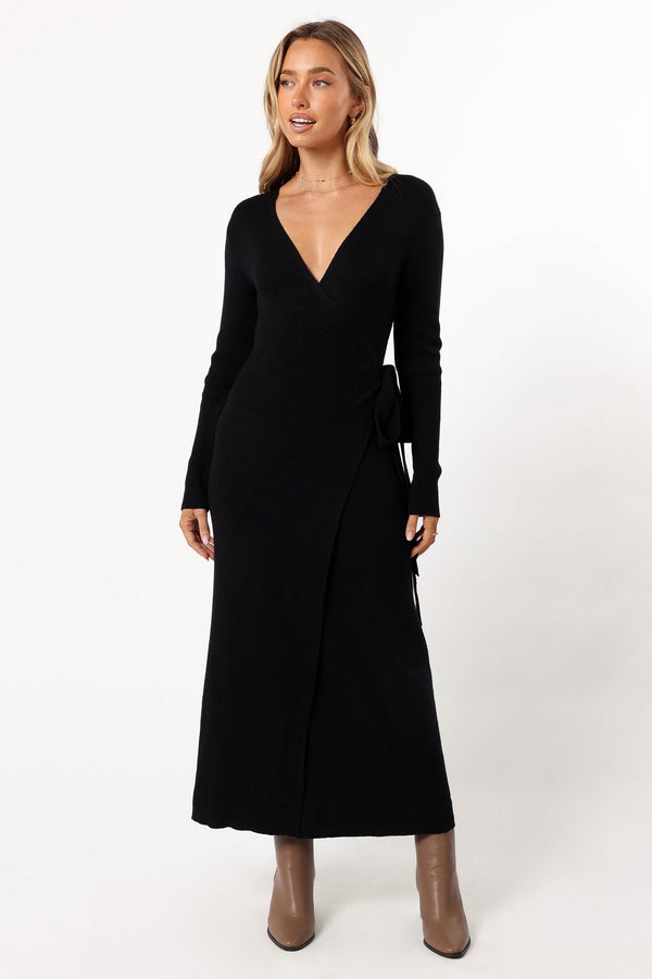 DRESSES @Kellan Wrap Midi Dress - Black