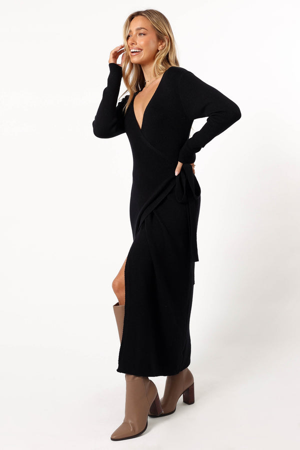 DRESSES @Kellan Wrap Midi Dress - Black