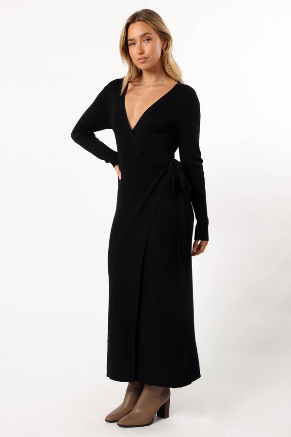 DRESSES @Kellan Wrap Midi Dress - Black