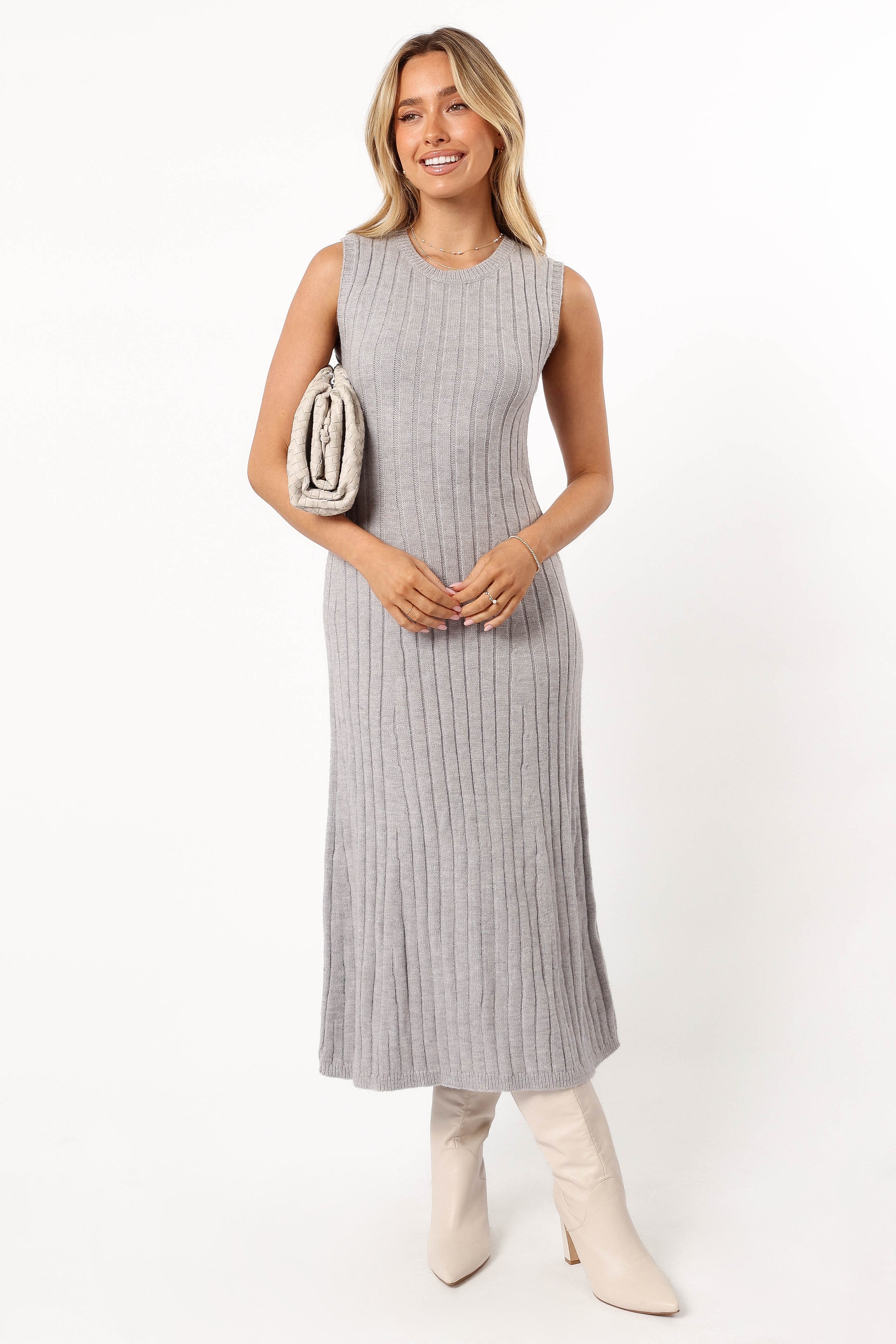 DRESSES @Kellie Knit Midi Dress - Grey
