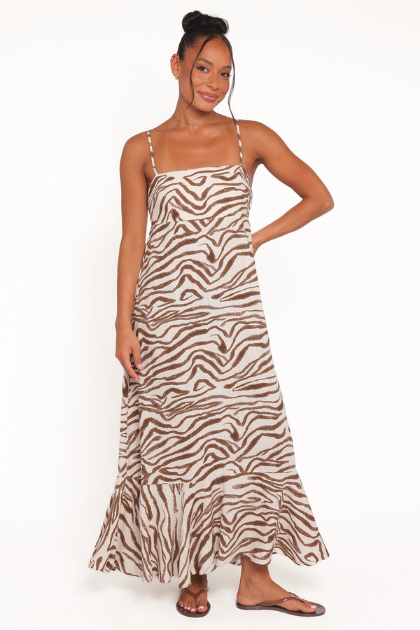 DRESSES Kelsie Midi Dress - Brown Zebra