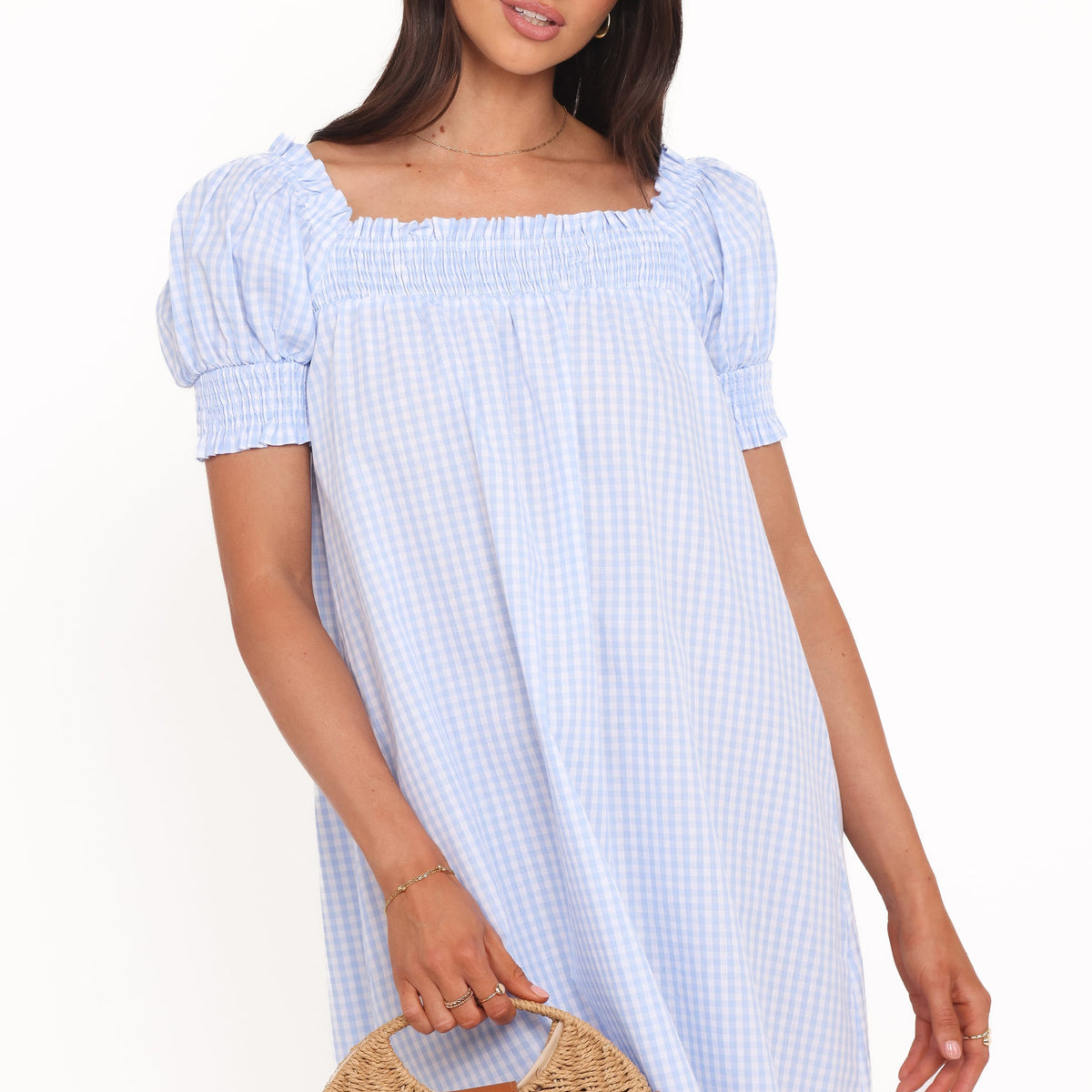 Kennedy Smock Mini Dress - Blue Gingham