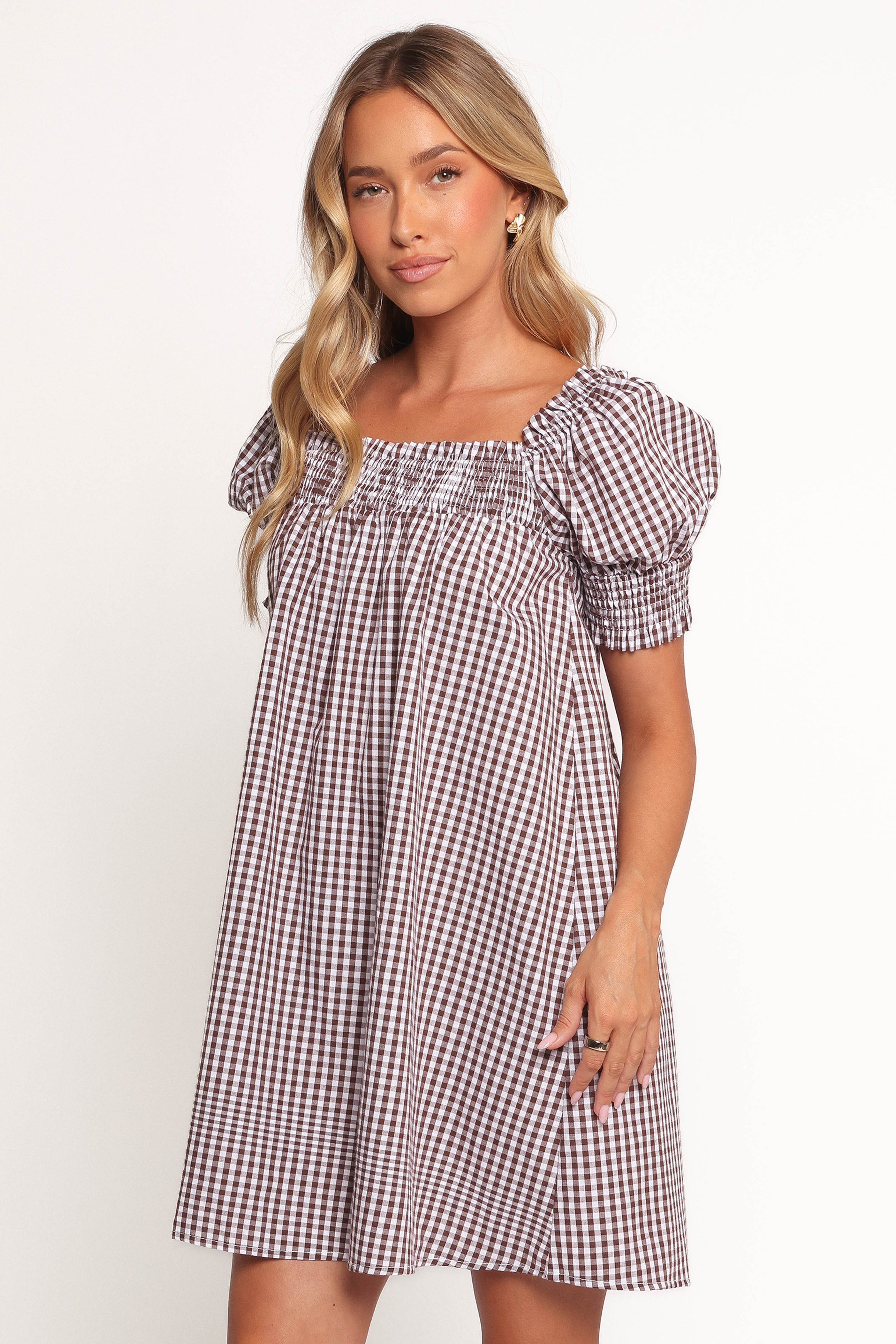 DRESSES Kennedy Smock Mini Dress - Chocolate Gingham