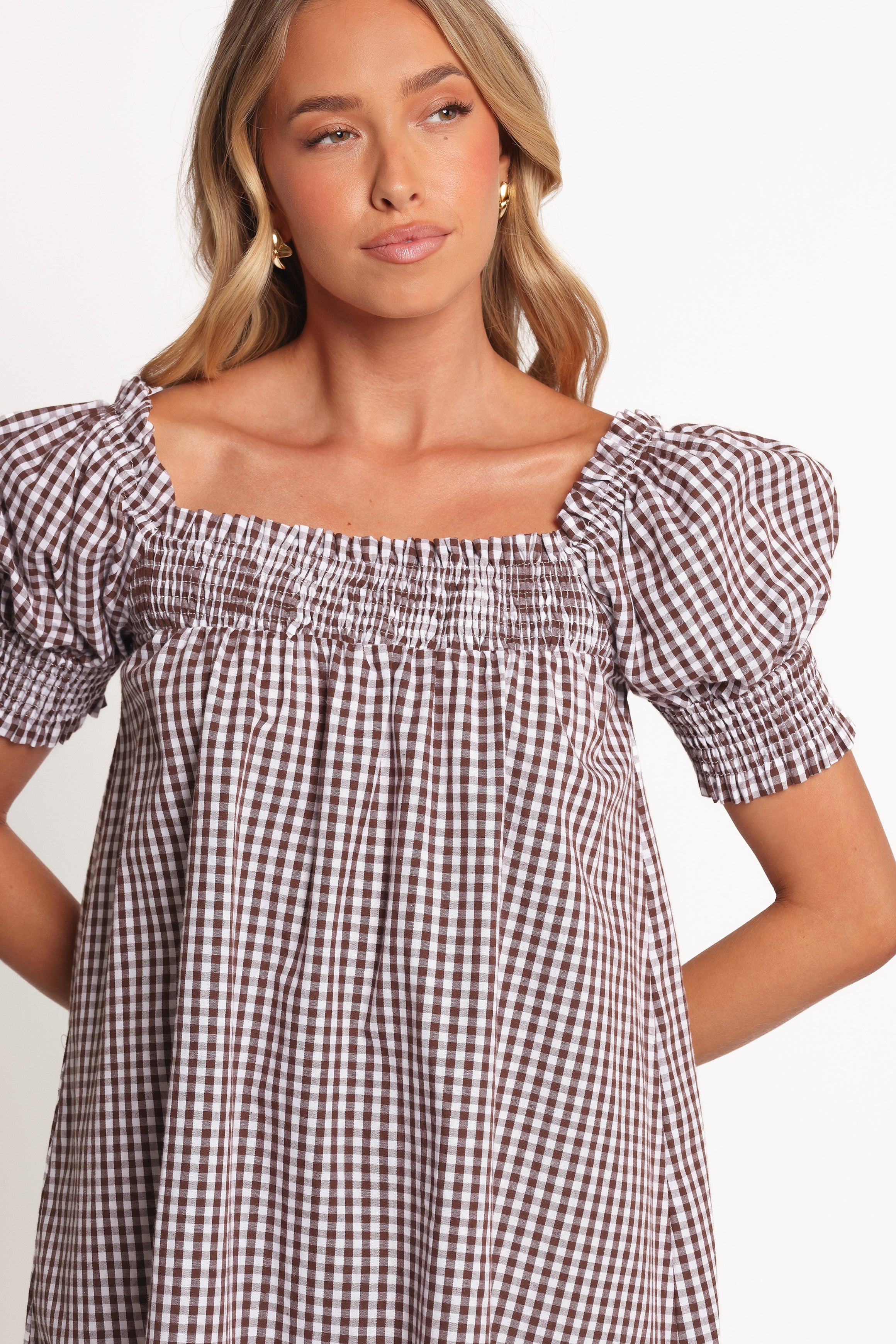 DRESSES Kennedy Smock Mini Dress - Chocolate Gingham