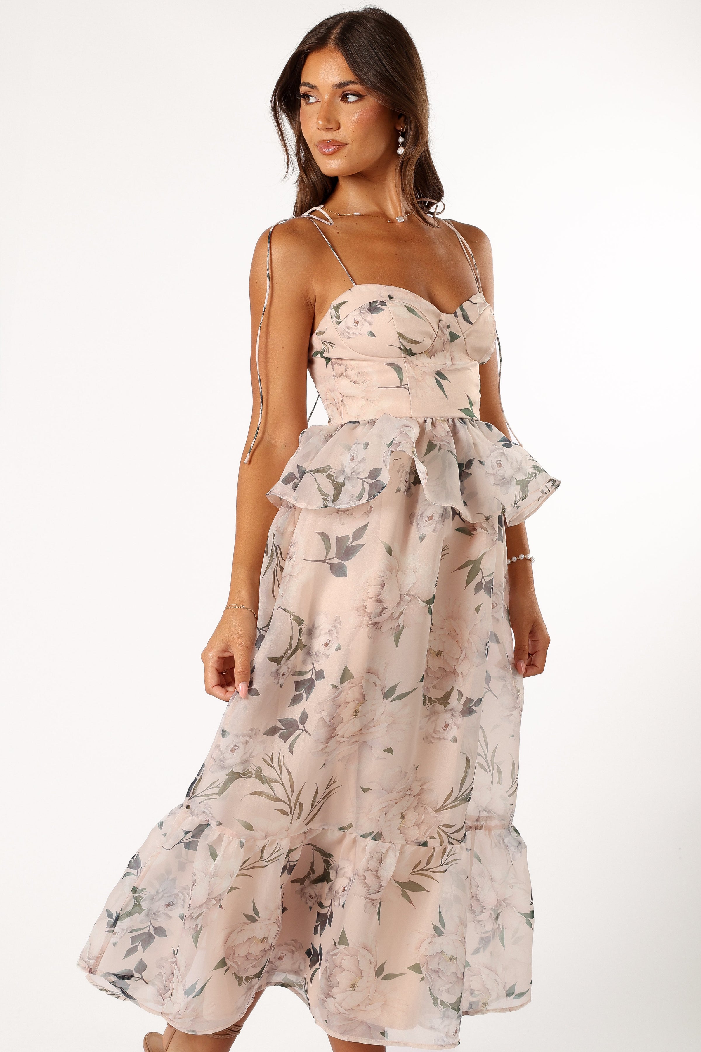 DRESSES @Kennie Midi Dress - Pink Floral