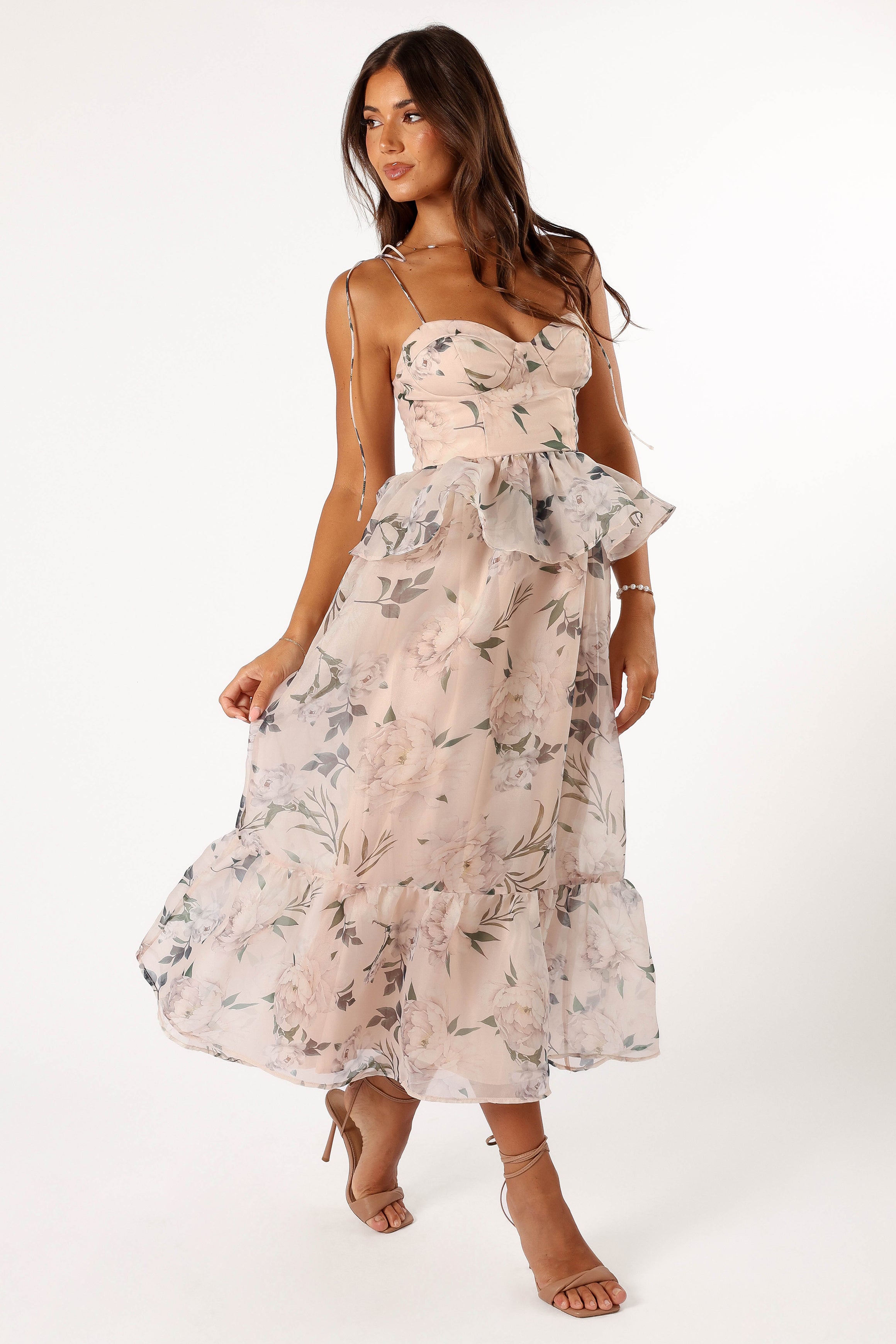DRESSES @Kennie Midi Dress - Pink Floral
