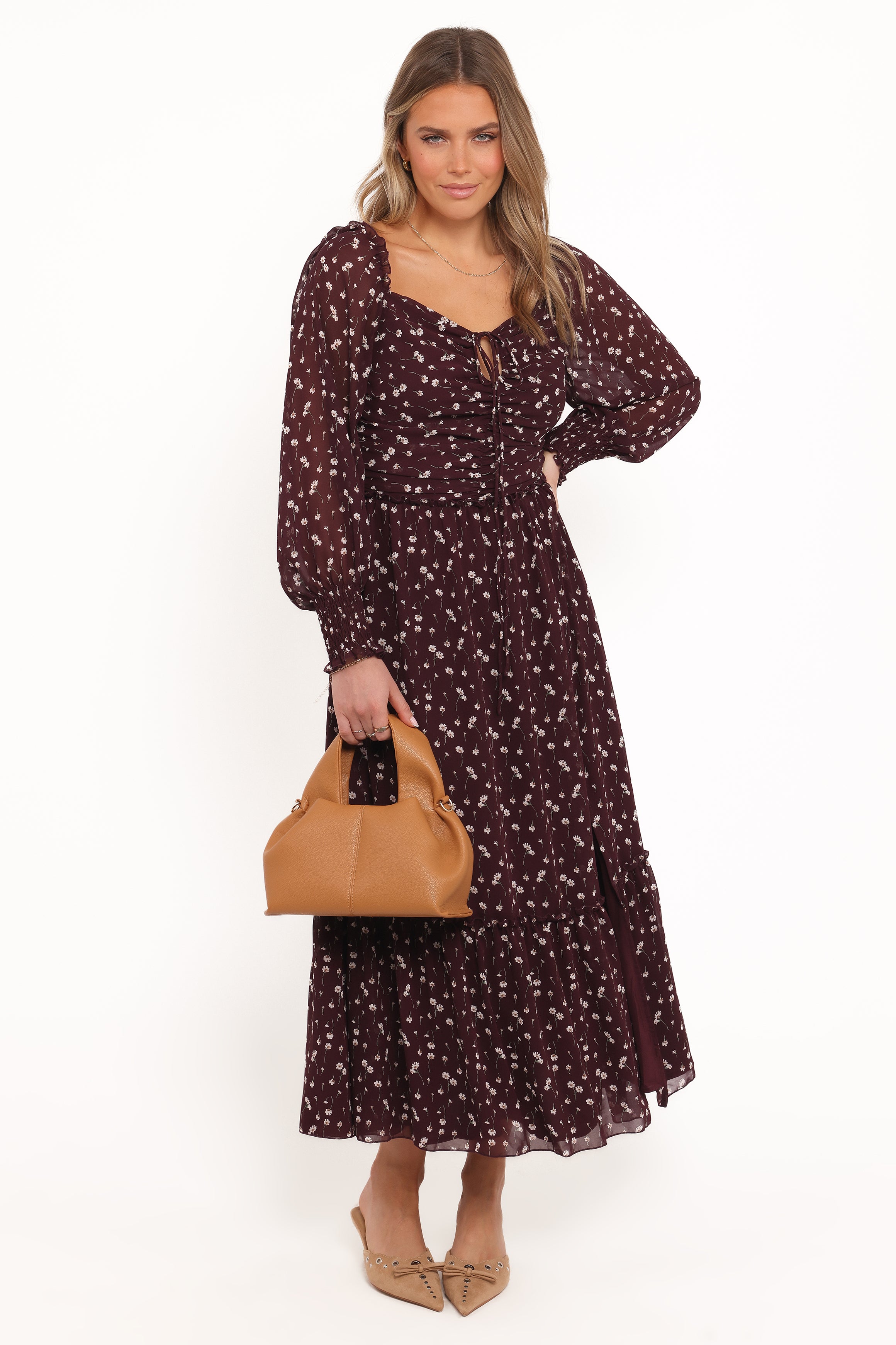 DRESSES Keziah Long Sleeve Maxi Dress - Burgundy Floral