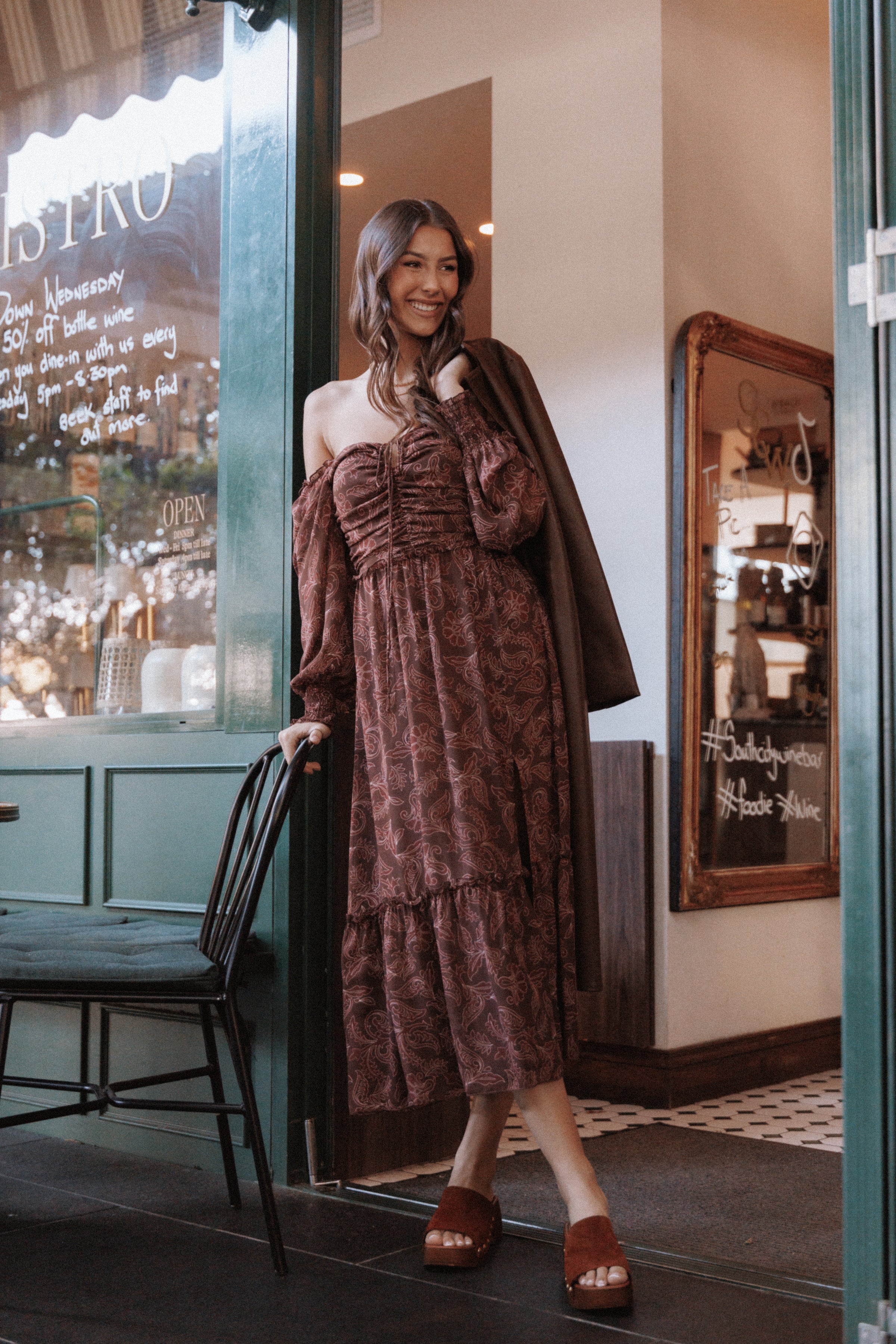 DRESSES Keziah Long Sleeve Maxi Dress - Burgundy Paisley