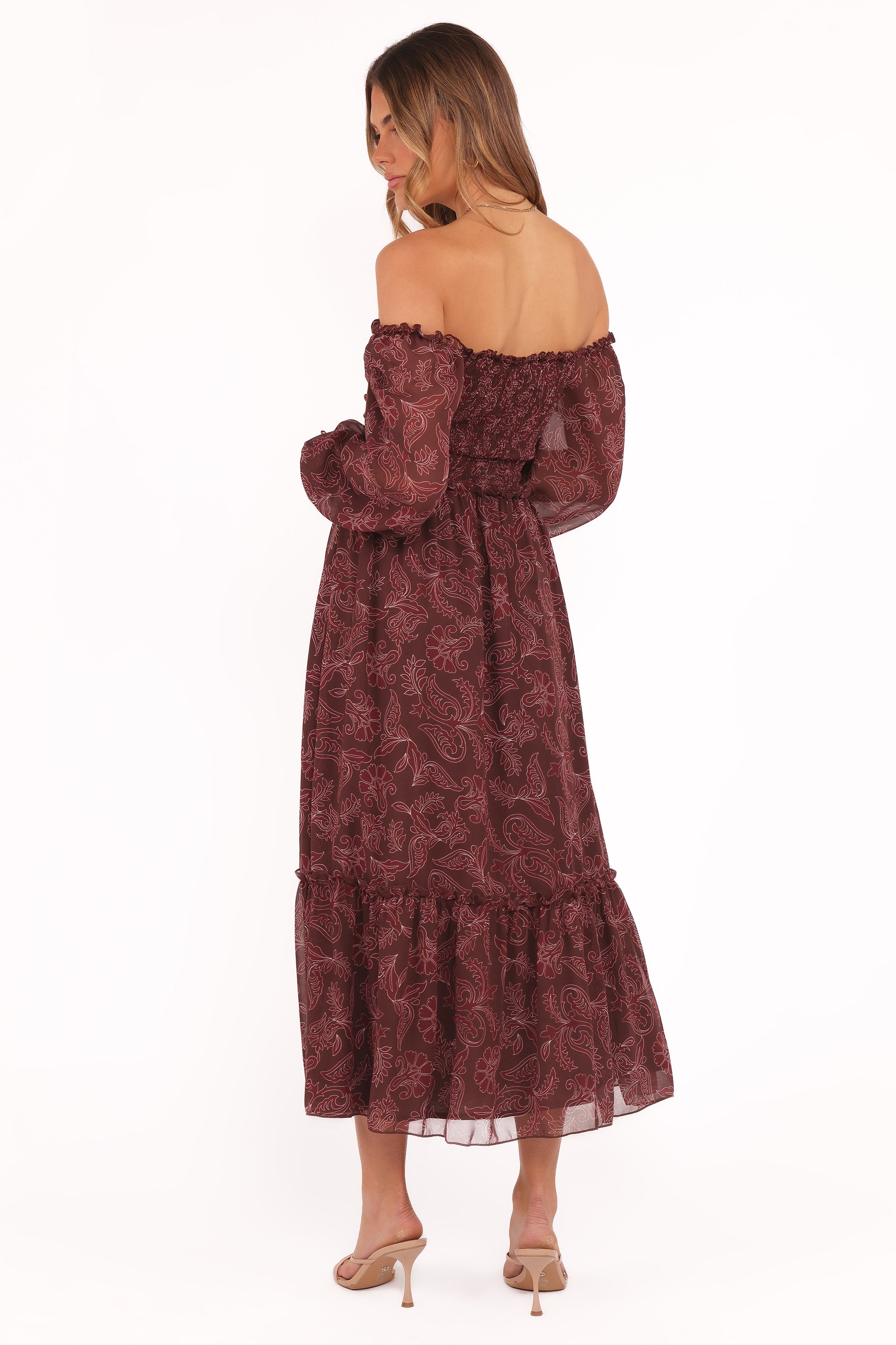 DRESSES Keziah Long Sleeve Maxi Dress - Burgundy Paisley