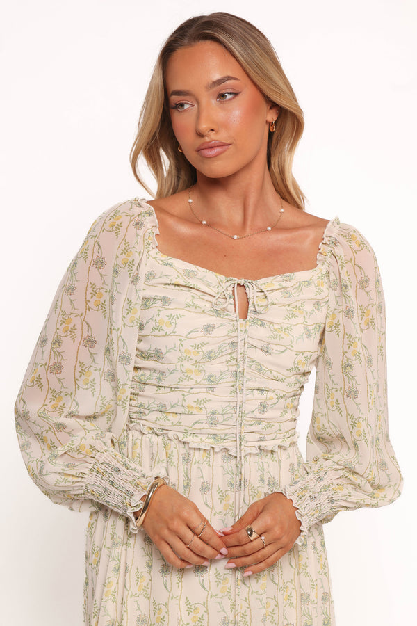 DRESSES Keziah Long Sleeve Maxi Dress - Yellow Floral