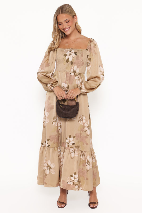 DRESSES Kindra Long Sleeve Maxi Dress - Brown Floral