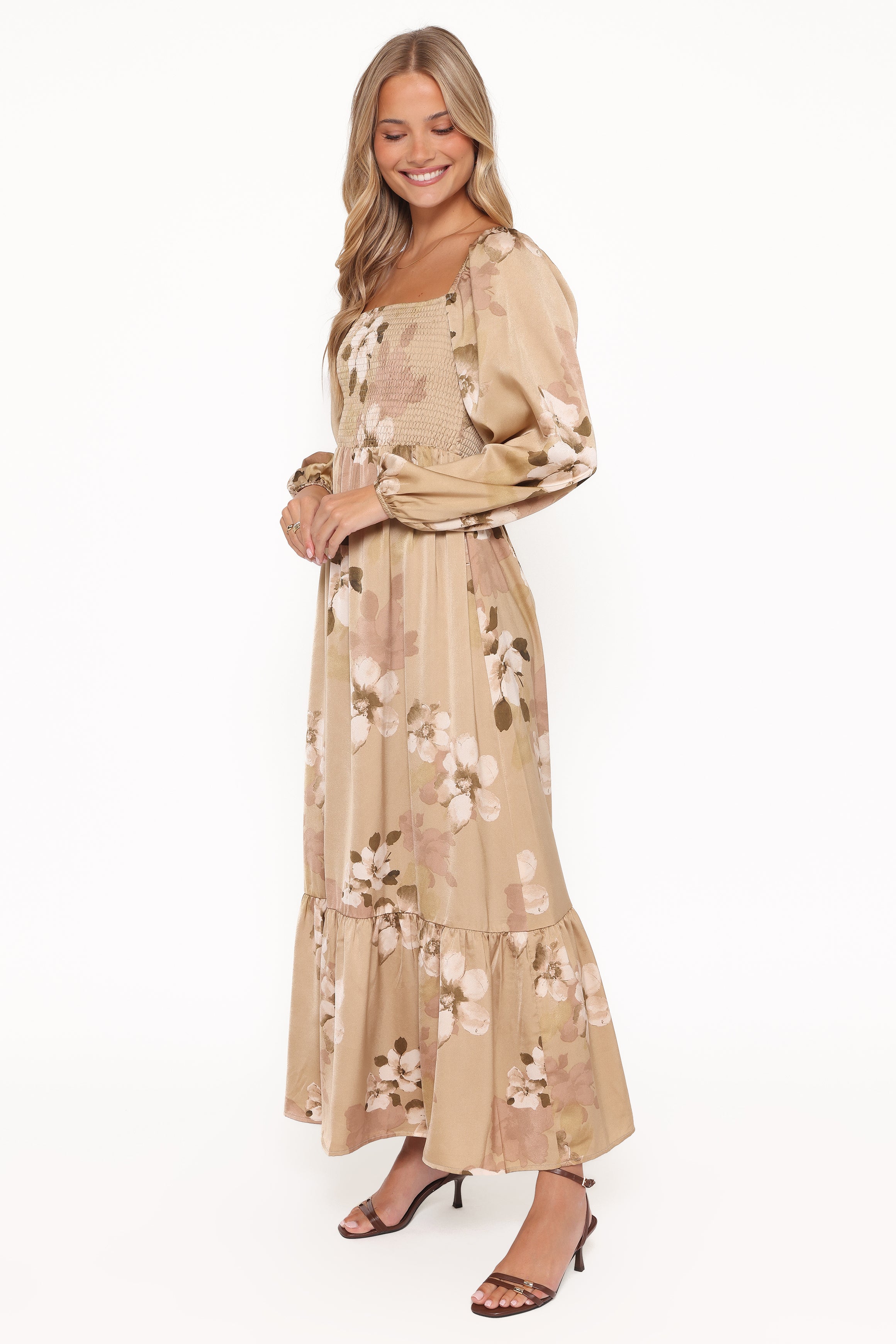 DRESSES Kindra Long Sleeve Maxi Dress - Brown Floral