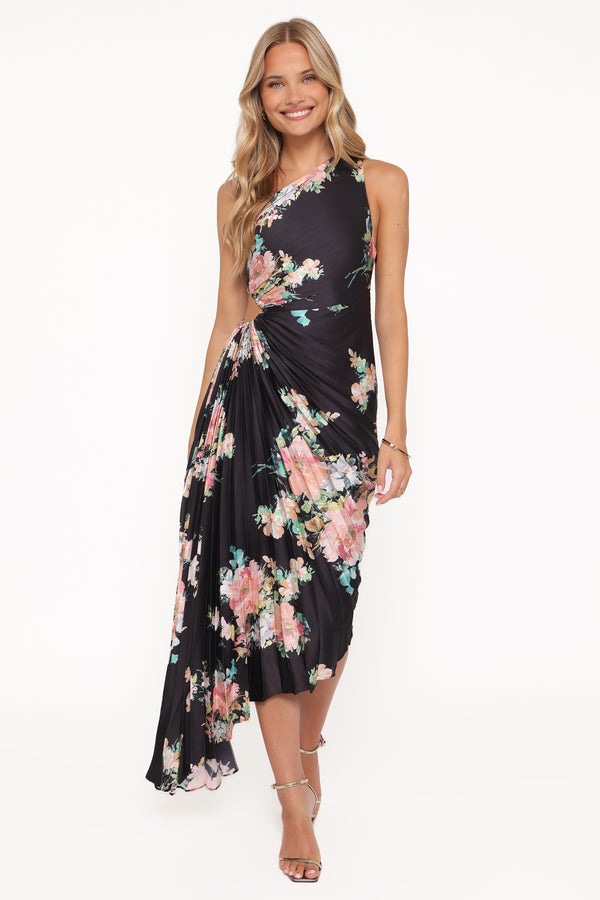 DRESSES Kleo One Shoulder Maxi Dress - Black Floral