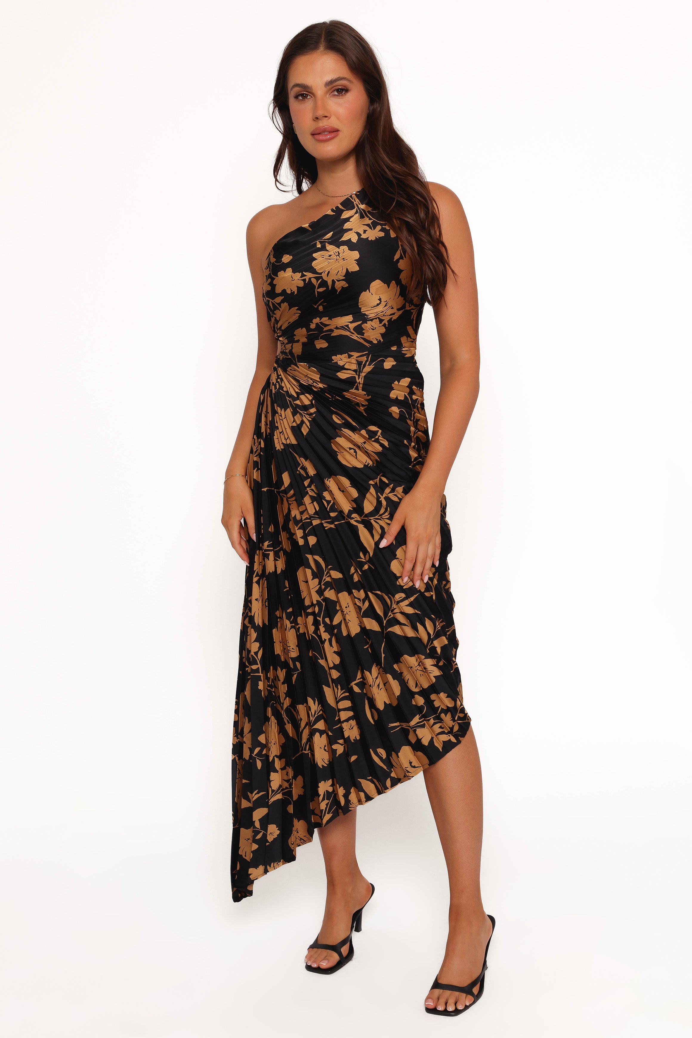 DRESSES Kleo One Shoulder Maxi Dress - Black/Gold