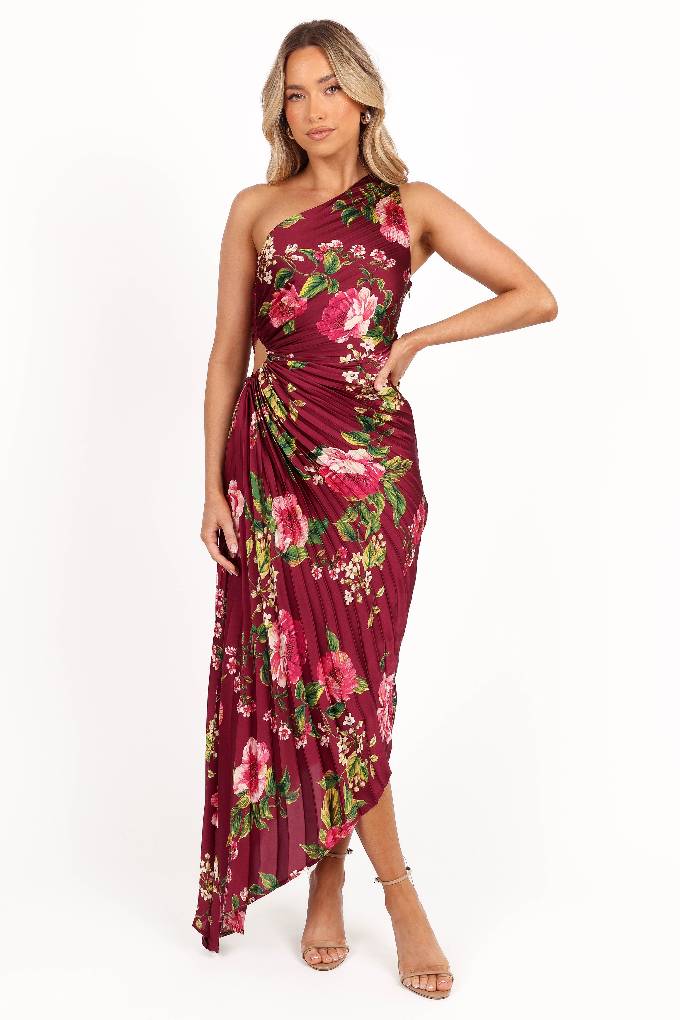 DRESSES Kleo One Shoulder Maxi Dress - Burgundy Floral