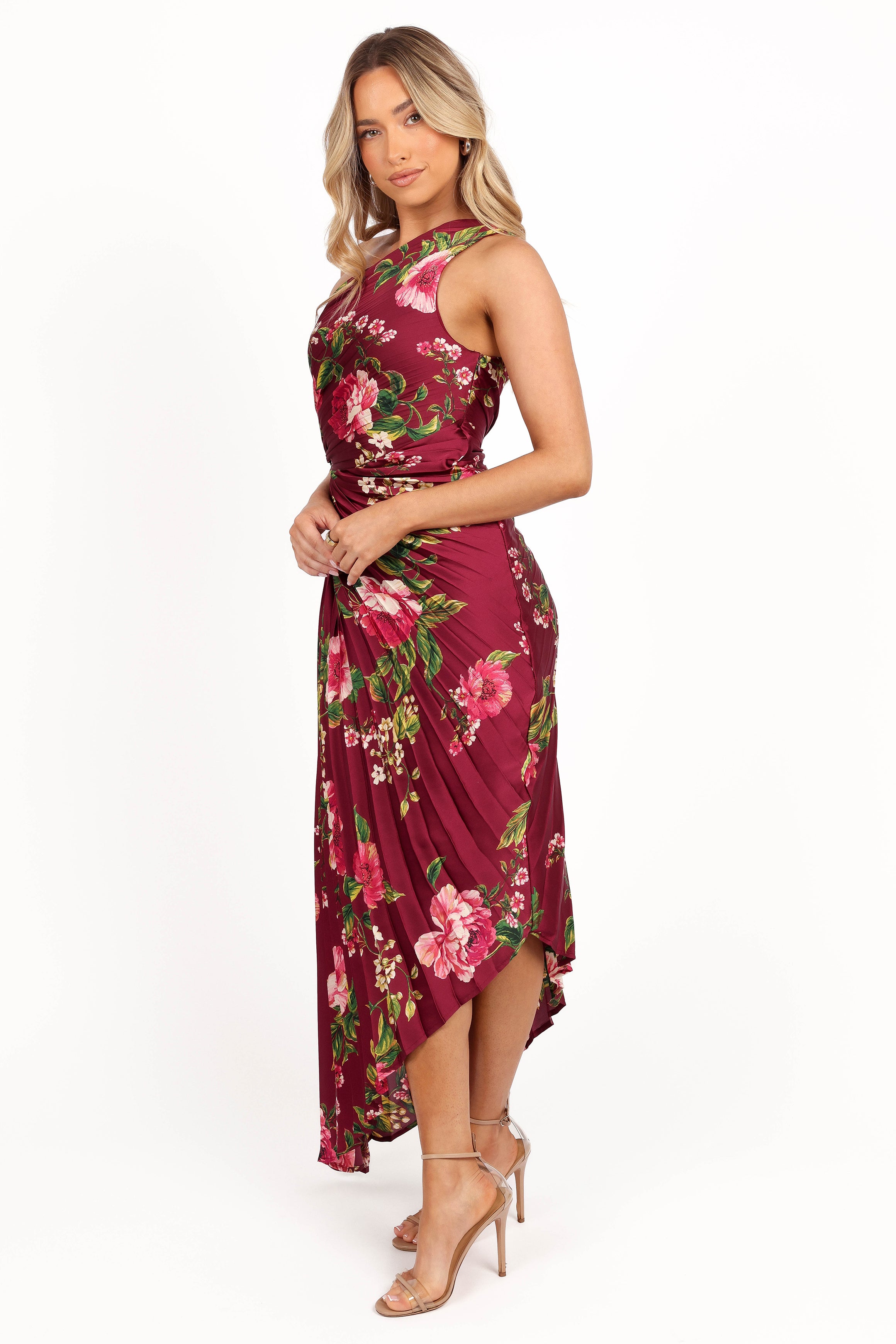 DRESSES Kleo One Shoulder Maxi Dress - Burgundy Floral